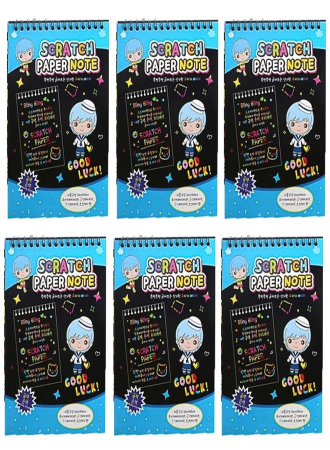 Art Bundle Kids Stationery Big Size Notebook Sketch Scratch Paper Note Drawing Educational Toy+Wooden Pencil-9 x 7 inch (Pack of 6) - Image 1